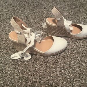 Tie up espadrille platform sandals, size 9,5